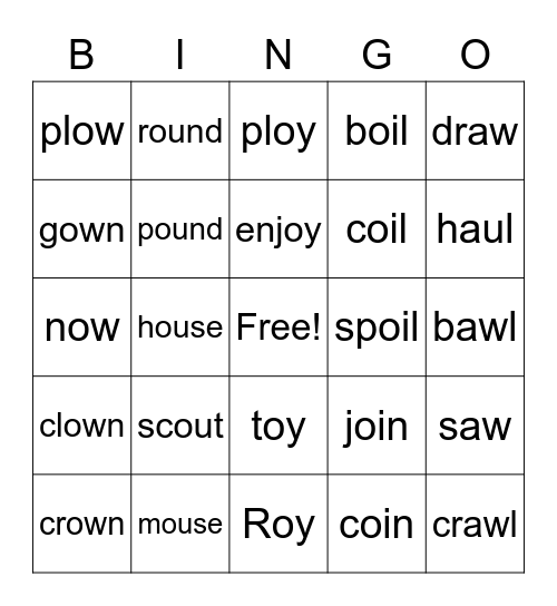 Dipthongs! Bingo Card