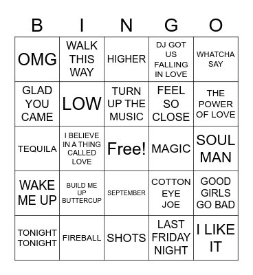 PARTY HITS COVER Bingo Card