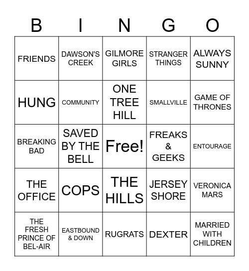 TV SHOWS Bingo Card