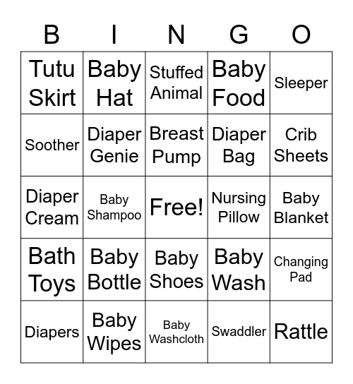 Kevin and Victoria’s Baby Shower Bingo Card