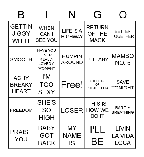 Round Three: 90'S DUDES Bingo Card