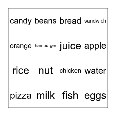 Lunch Bingo Card