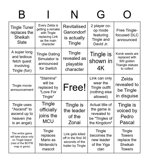 Tears of the Kingdom Trailer Bingo Card