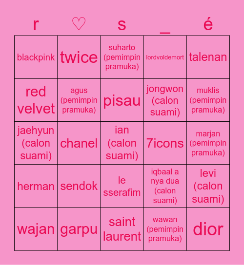 ! ! ! Bingo Card