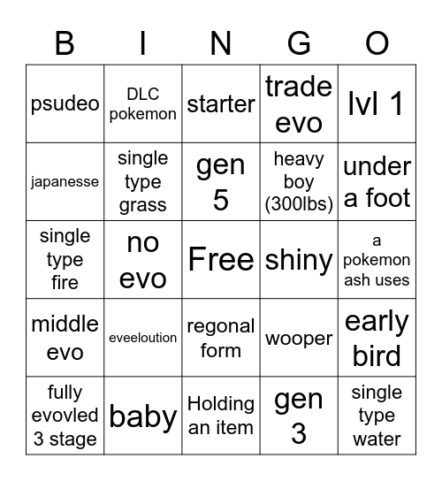 pokemon wonder/ suprise trade Bingo Card