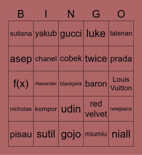 jung Bingo Card