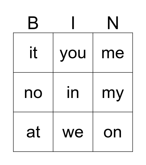 BINGO Game 4 Bingo Card