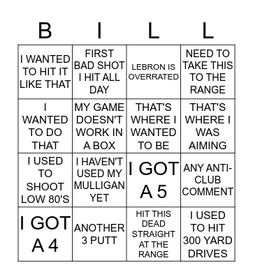 Billy Bingo Card