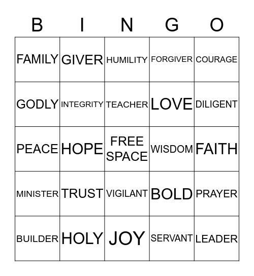 BROTHERHOOD Bingo Card