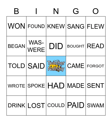 Irregular verbs Bingo Card