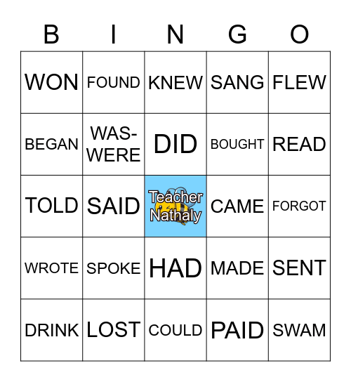 Irregular verbs Bingo Card