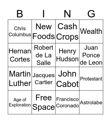 Unit 2 Three Worlds Meet Bingo Card