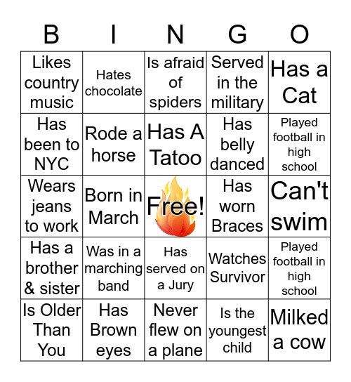 Souls on Fire Bingo Card