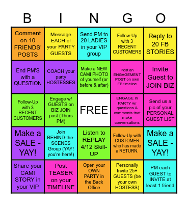 🥳 Stylist TEAM PARTY 🥳 Bingo Card