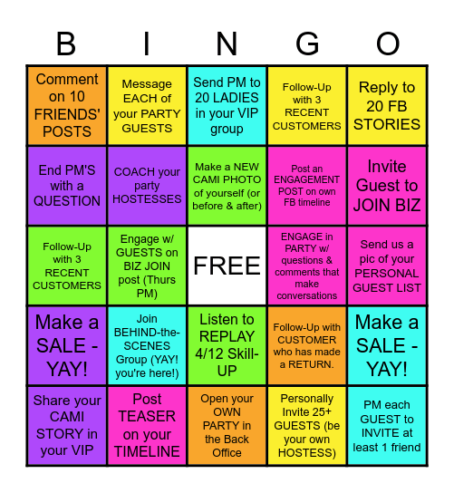 🥳 Stylist TEAM PARTY 🥳 Bingo Card