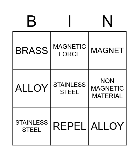 MAGNETS Bingo Card