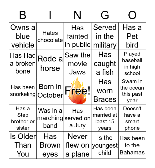 Souls on Fire Bingo Card