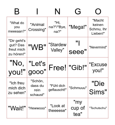 Miyacore Zitat-Bingo Card