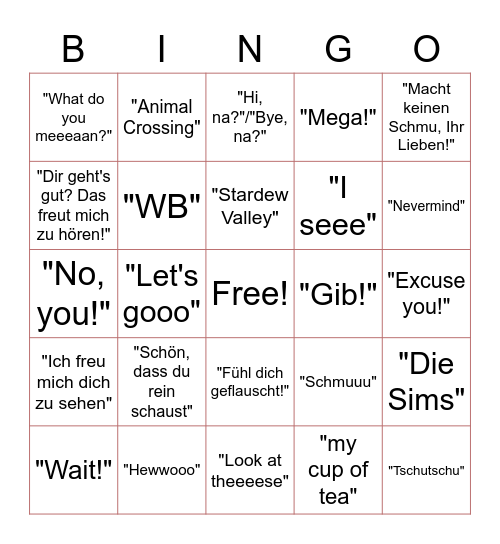 Miyacore Zitat-Bingo Card