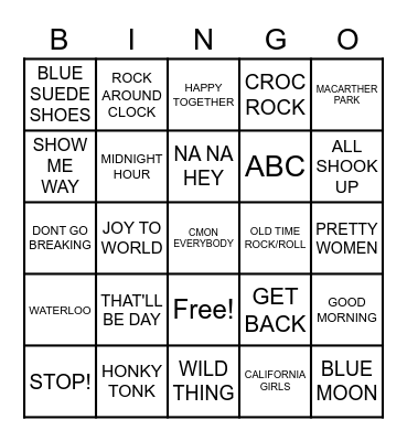 OLDIES #3 Bingo Card