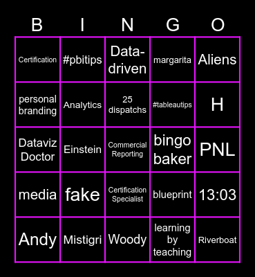 DUG #1 Bingo Card