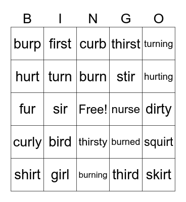 Letterland Bingo Card