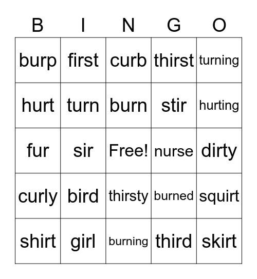 Letterland Bingo Card