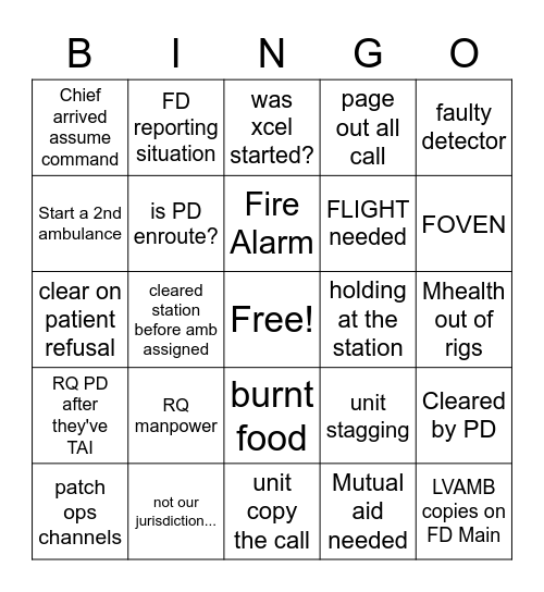 FIRE BINGO Card
