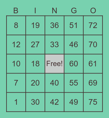LUCKY Bingo Card