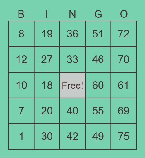 LUCKY Bingo Card