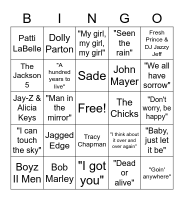 3 Willow Music Bingo Card
