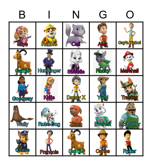 Aadhvik Bday Celebration - Paw Patrol Bingo Card