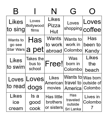 Find Someone Who..... Bingo Card