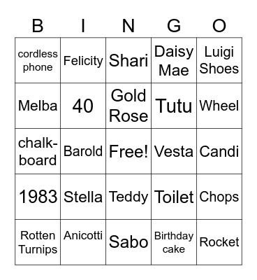StrongMom's Birthday Bingo Card