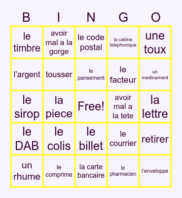 French 9.2 Bingo Card