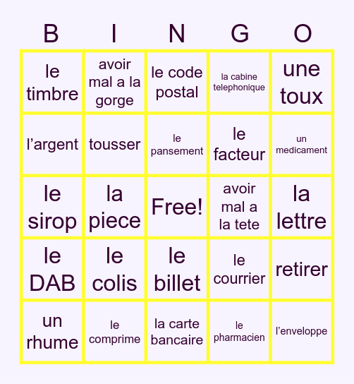 French 9.2 Bingo Card