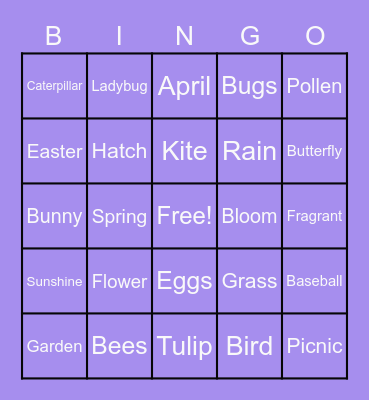 Spring Bingo Card