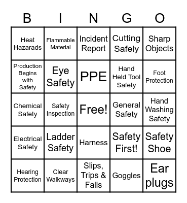 Safety Symbol Bingo1 Bingo Card