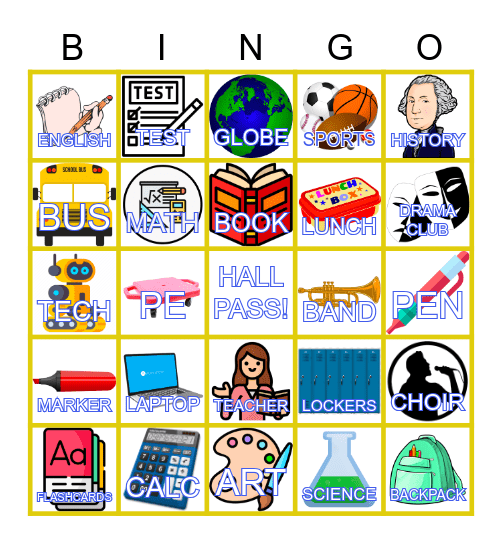 School Bingo Card