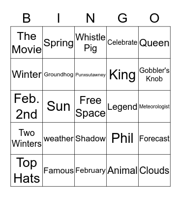 Groundhog Day Bingo Card