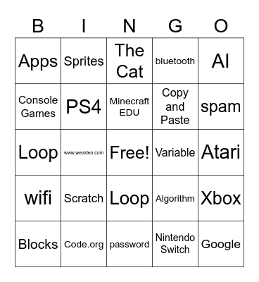 Computers and Coding Bingo Card