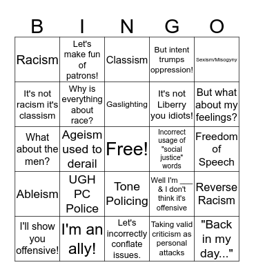 Think Tank Edition Bingo Card