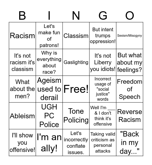 Think Tank Edition Bingo Card