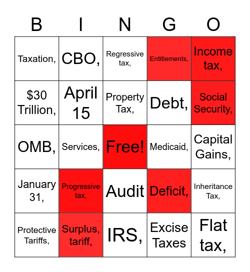 Chapter 12 Paying for Government Bingo Card