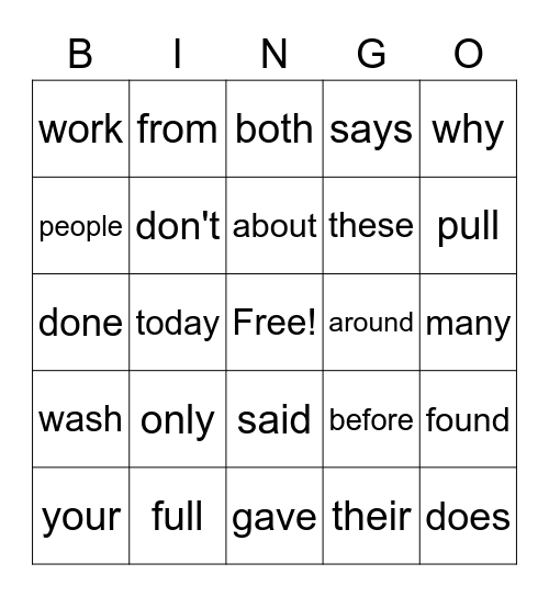 PLL 7.4-7.6 Sight Words Bingo Card