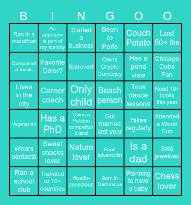 John Kishkeh Bingo Card