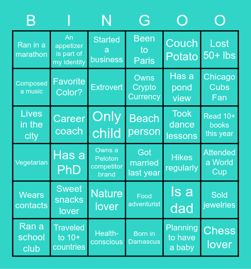 John Kishkeh Bingo Card