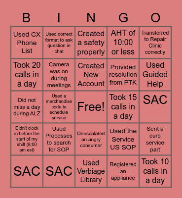 ALZ Bingo Card