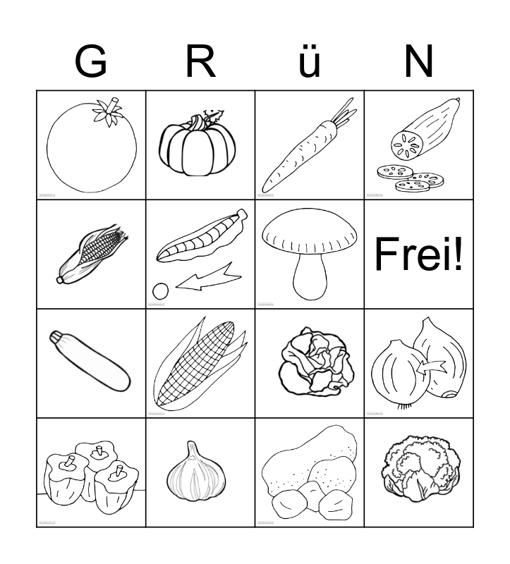 Gemuese Bingo Card