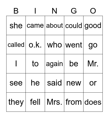26 Bingo Card
